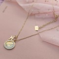BLUEBERRY Naszyjnik STAL CHIRURGICZNA Znak zodiaku RYBY zawieszka medalion cyrkonie kolor złoty _sohobizuteria.pl