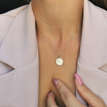  BARAN Naszyjnik STAL CHIRURGICZNA Znak zodiaku zawieszka medalion cyrkonie kolor złoty  BLUEBERRY