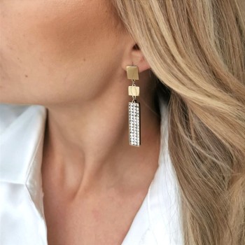 Kolczyki STAL CHIRURGICZNA Klasyczne GLAMOUR cyrkonie wiszące długie kolor złoty 