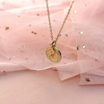  SKORPION Naszyjnik STAL CHIRURGICZNA Znak zodiaku zawieszka medalion cyrkonie kolor złoty  BLUEBERRY