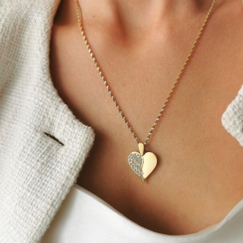 Naszyjnik serce skrzydło ze STALI CHIRURGICZNEJ złoty Premium