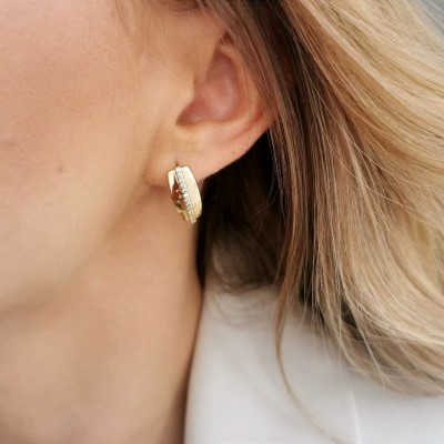 Kolczyki podłużne z kryształami POZŁACANE  ze stali szlachetnej 