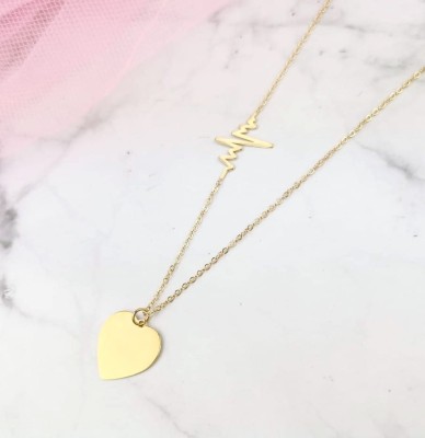 Naszyjnik STAL CHIRURGICZNA linia życia serce kolor złoty Blueberry  