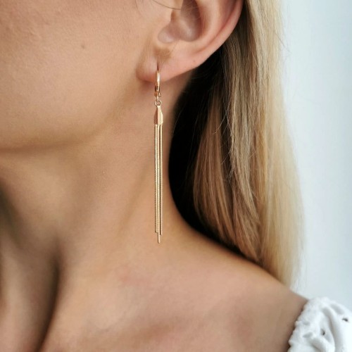 Kolczyki POZŁACANE wiszące łańcuszki bigiel rose gold