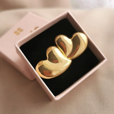 Kolczyki serca dmuchane ze STALI CHIRURGICZNEJ złote