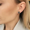 Kolczyki klasyczne łezki czarne kryształy ze STALI SZLACHETNEJ złote