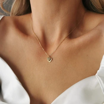 Naszyjnik serduszka serca kryształki ze STALI CHIRURGICZNEJ złoty 