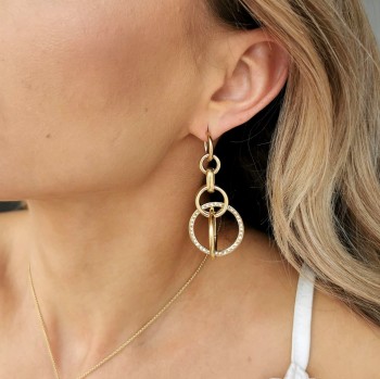 Kolczyki 2w1 koła wiszące ze STALI CHIRURGICZNEJ złote 