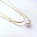 Naszyjnik żmijka perła ze STALI CHIRURGICZNEJ podwójny złoty