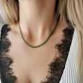 Naszyjnik choker zielone kryształki ze STALI CHIRURGICZNEJ złoty
