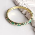 Bransoletka obręcz zielona emalia ze STALI SZLACHETNEJ złota