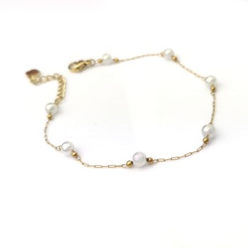 Bransoletka perły kuleczki  ze STALI CHIRURGICZNEJ złota