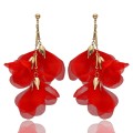 Kolczyki jedwabne KWIATY czerwone