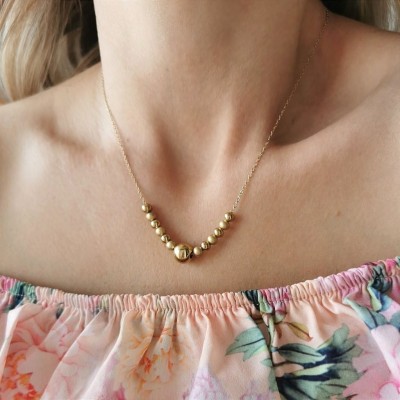  Naszyjnik kulki ze STALI CHIRURGICZNEJ złoty Blueberry