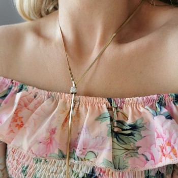 Naszyjnik żmijka kryształy ze STALI CHIRURGICZNEJ kolor złoty  