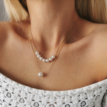 Naszyjnik z perłami ze STALI CHIRURGICZNEJ złoty