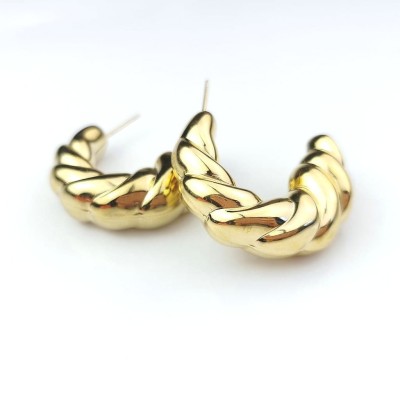 Kolczyki ze STALI CHIRURGICZNEJ dmuchane skręcane kolor złoty