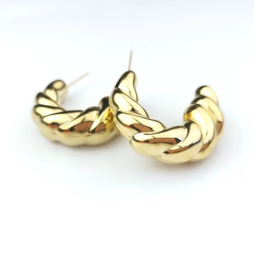 Kolczyki ze STALI CHIRURGICZNEJ dmuchane skręcane kolor złoty