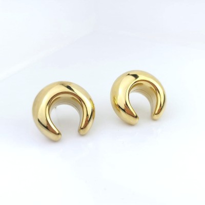 Kolczyki ze STALI CHIRURGICZNEJ duże księżyce dmuchane kolor złoty  