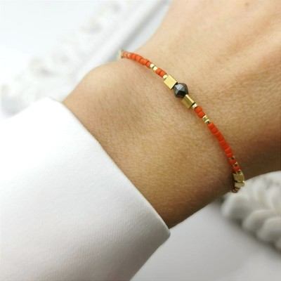 Bransoletka HEMATYTY KRYSZTAŁ kryształki na sznurku