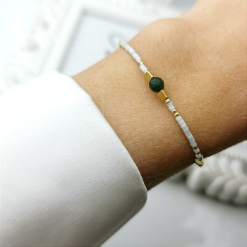 Bransoletka JADEIT ZIELONY HEMATYTY kryształki na sznurku 