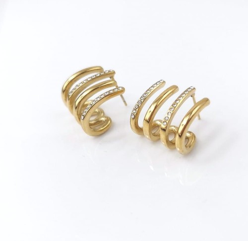 Kolczyki nausznice kryształki ze STALI CHIRURGICZNEJ złote