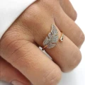 Pierścionek kryształowy listek POZŁACANY regulowany