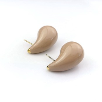 Kolczyki ze STALI CHIRURGICZNEJ krople beżowe emaliowane 