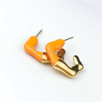 Kolczyki ze STALI CHIRURGICZNEJ pomarańczowe emaliowane   