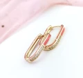 Kolczyki POZŁACANE elipsa emalia kolor różowy rose gold