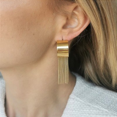 Kolczyki ze STALI CHIRURGICZNEJ kołą szersze łańcuszki kolor złoty 