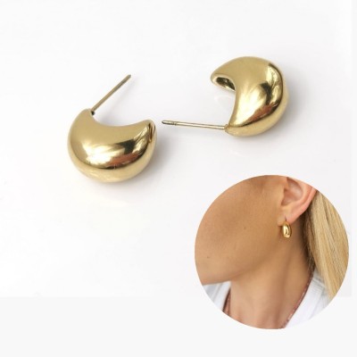 Kolczyki łezki dmuchane ze STALI CHIRURGICZNEJ złote  