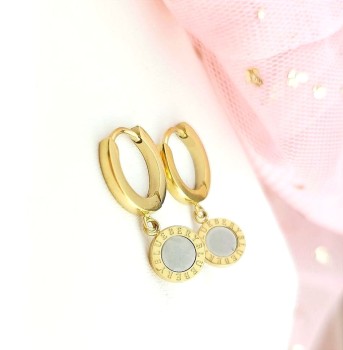 Kolczyki ze STALI CHIRURGICZNEJ  masa perłowa bigiel Blueberry