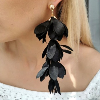 Kolczyki satynowe KWIATY czarne