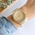 Zegarek damski ekskluzywny ZŁOTY na bransolecie złota tarcza kryształki