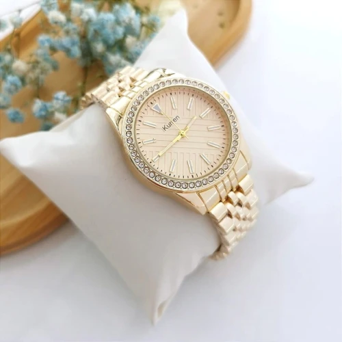 Zegarek damski ekskluzywny ZŁOTY na bransolecie złota tarcza kryształki