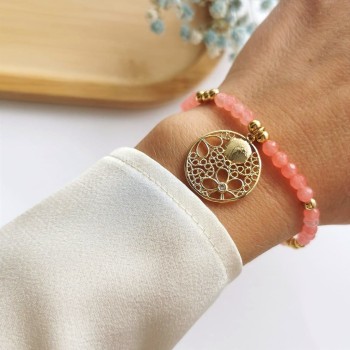 Bransoletka POZŁACANA z jadeitami i zawieszką 