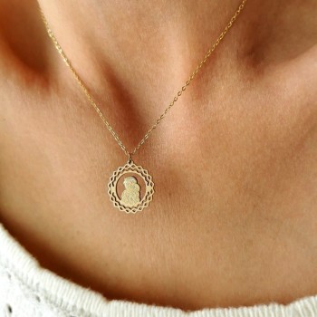 Naszyjnik STAL CHIRURGICZNA klasyczna zawieszka medalik kryształki kolor złoty Blueberry 