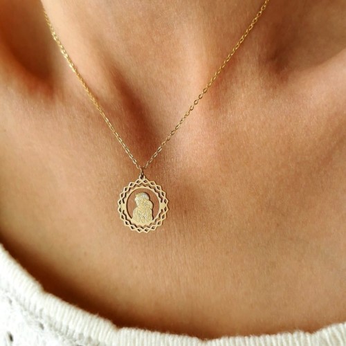 Naszyjnik STAL CHIRURGICZNA klasyczna zawieszka medalik kryształki kolor złoty Blueberry