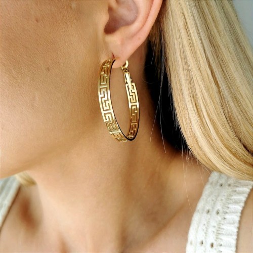 Kolczyki koła grecki wzór ze STALI CHIRURGICZNEJ złote