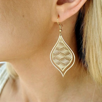 Kolczyki ażurowe ze STALI CHIRURGICZNEJ złote Premium 