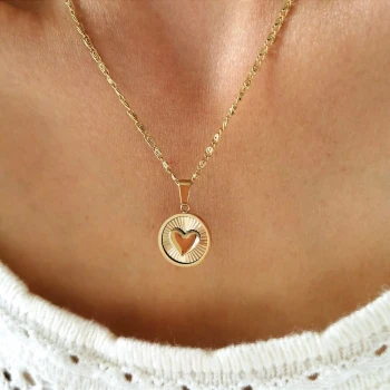 Złoty naszyjnik ze STALI CHIRURGICZNEJ zawieszka serduszko Premium 