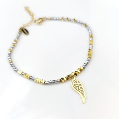 Bransoletka skrzydło hematyty ze STALI CHIRURGICZNEJ złota 