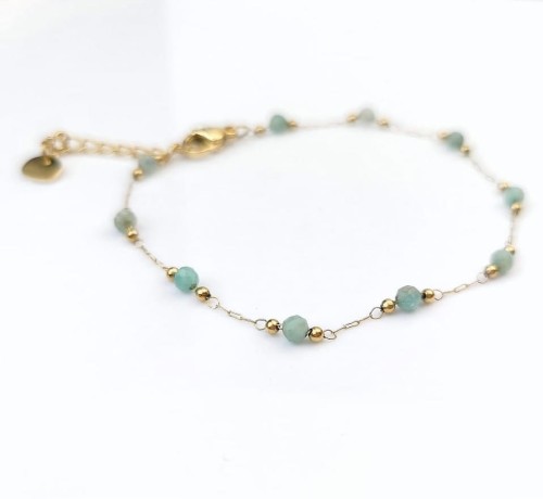 Bransoletka kamienie kulki ze STALI CHIRURGICZNEJ złota