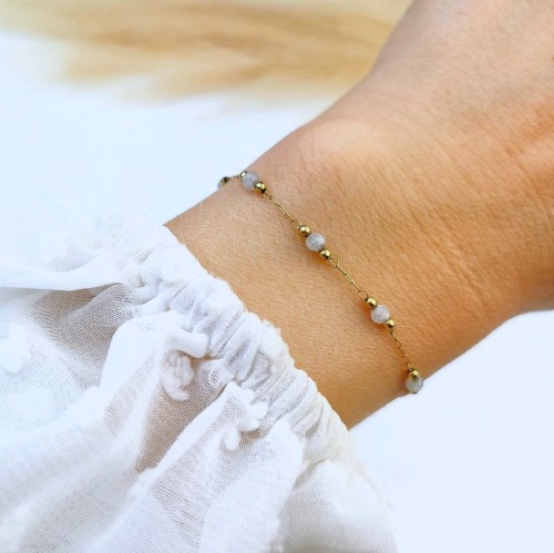 Bransoletka kamienie kulki ze STALI CHIRURGICZNEJ złota