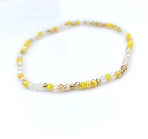 Bransoletka kamienie koraliki kulki ze STALI CHIRURGICZNEJ  złota