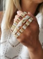Bransoletka POZŁACANA ze STALI SZLACHETNEJ z beżowymi białymi złotymi elementami