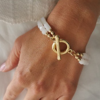 Bransoletka POZŁACANA z perłami naturalnymi