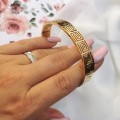 BLUEBERRY Bransoletka STAL CHIRURGICZNA Złota sztywna bangle klasyk grecki wzór kolor złoty