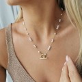 Naszyjnik choker perły ze STALI CHIRURGICZNEJ złoty